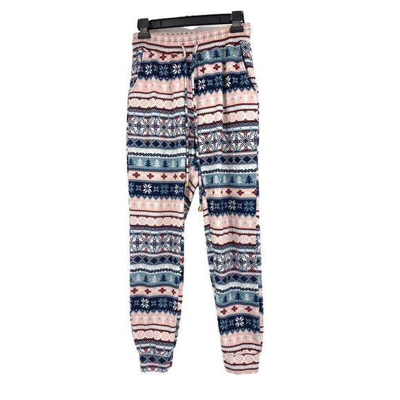 Women’s Eye Candy size medium fleece jogger pants Nordic print 1837 snowflake - Picture 1 of 8